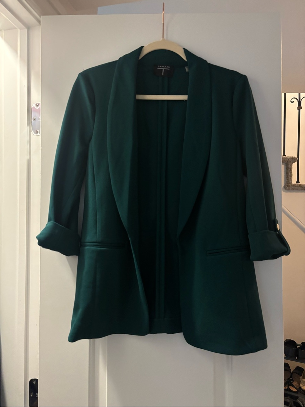 Talbots Emerald Green Shawl-Collar Open Blazer Jacket